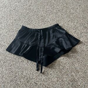 Victoria's Secret Black Satin Ruffle Sleep Shorts